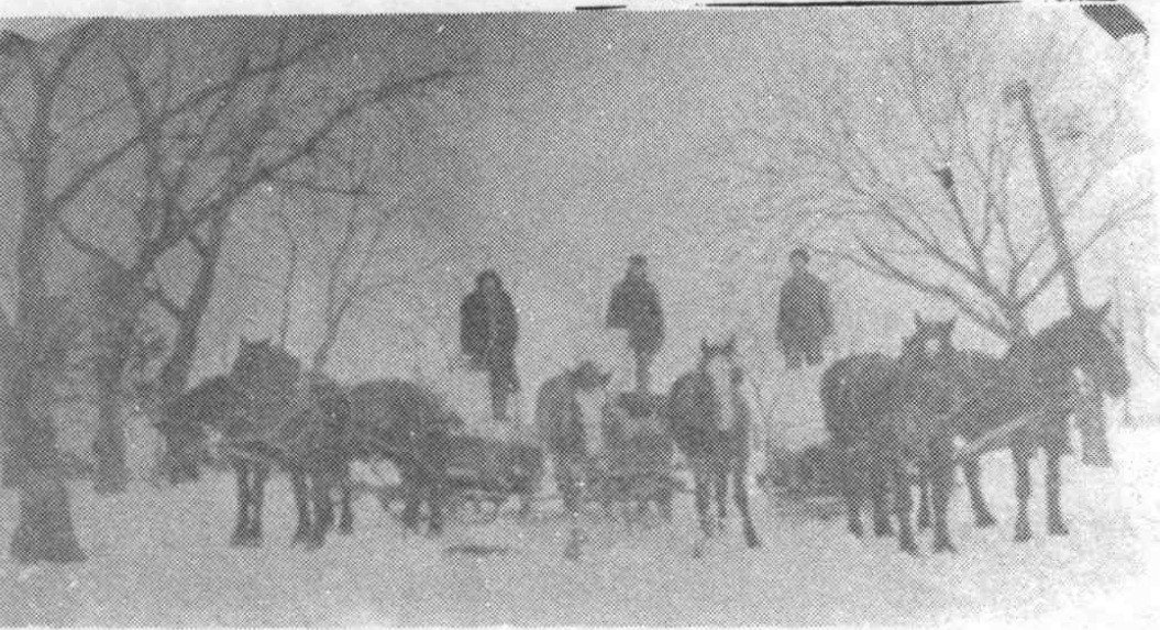 Hooper Ice Company employees with their teams and loads of ice; photograph undated in the centennial history.