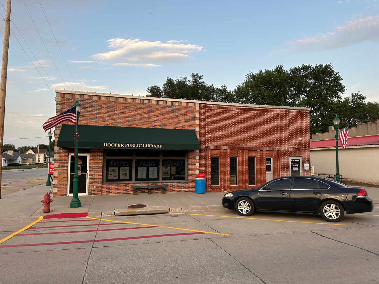 Modern photograph of Hooper Public Library; not the library building as it appeared in 1944
