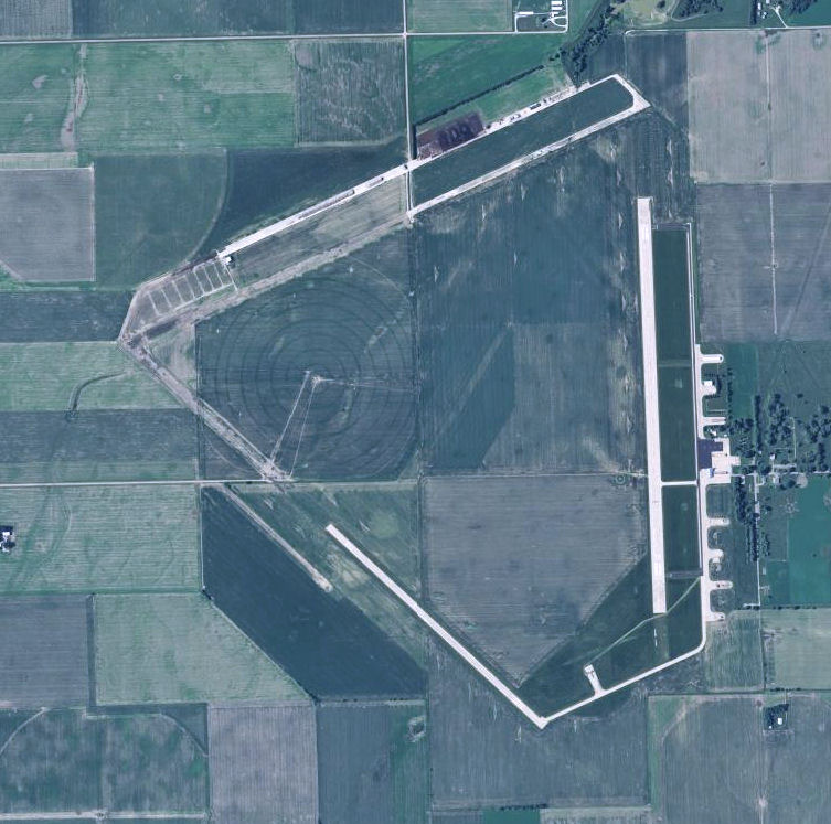 2006 USGS aerial photograph of Scribner State Airport, the former Scribner Army Airfield, showing its triangular runway layout