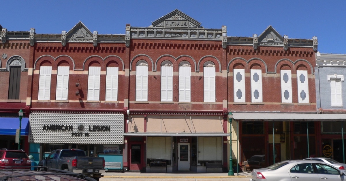The 1890 AF&A Masons Building in Hooper's brick Main Street historic district